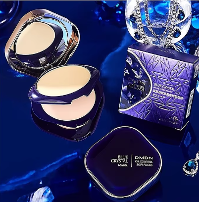 Blue Crystal Pressed Powder Makeup Compact
